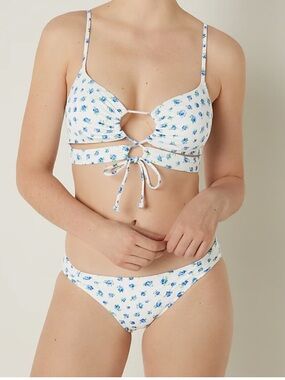Pink VS Morning Sky floral crossover bikini
